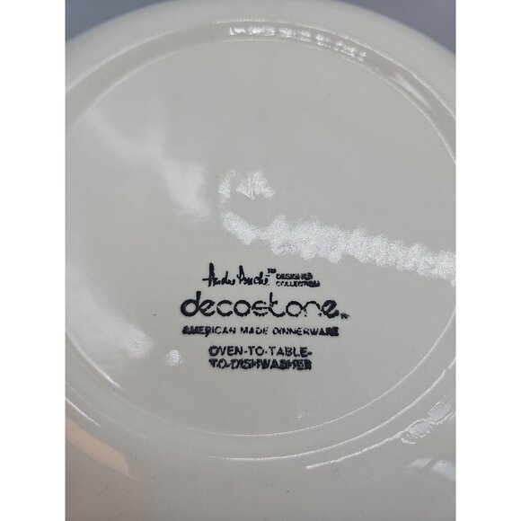 Decostone Andre Ponche Dinner Plates 10" Brown Rim Lot of 8 Floral Oven Safe - Picture 3 of 8